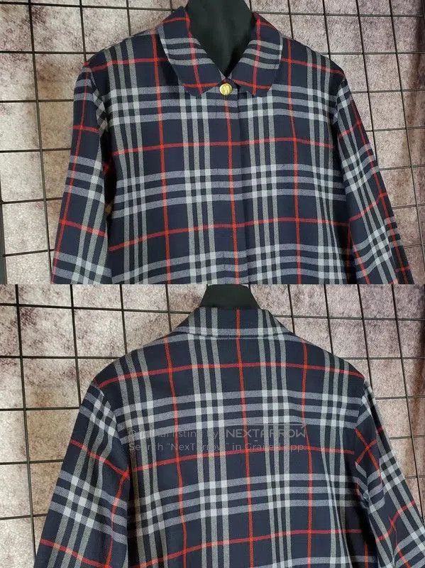 Burberry Burberry Navy Wool Check Cropped Shirt. Size M / US 6-8 / IT 42-44 - 4 Thumbnail