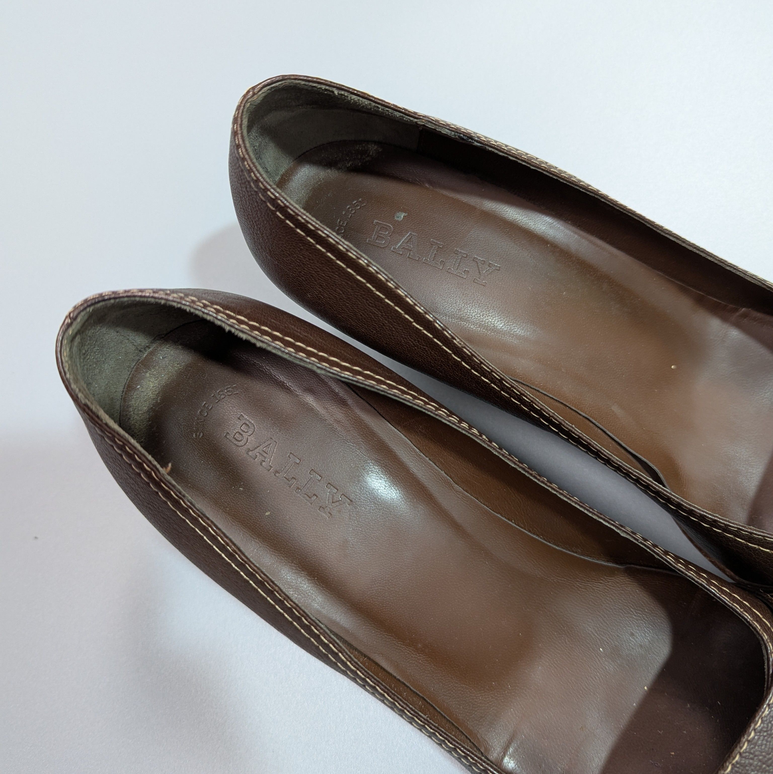 Bally BALLY Women's Leather Brown Open Luxury Shoes Size US 10.5 / IT 40.5 - 10 Thumbnail