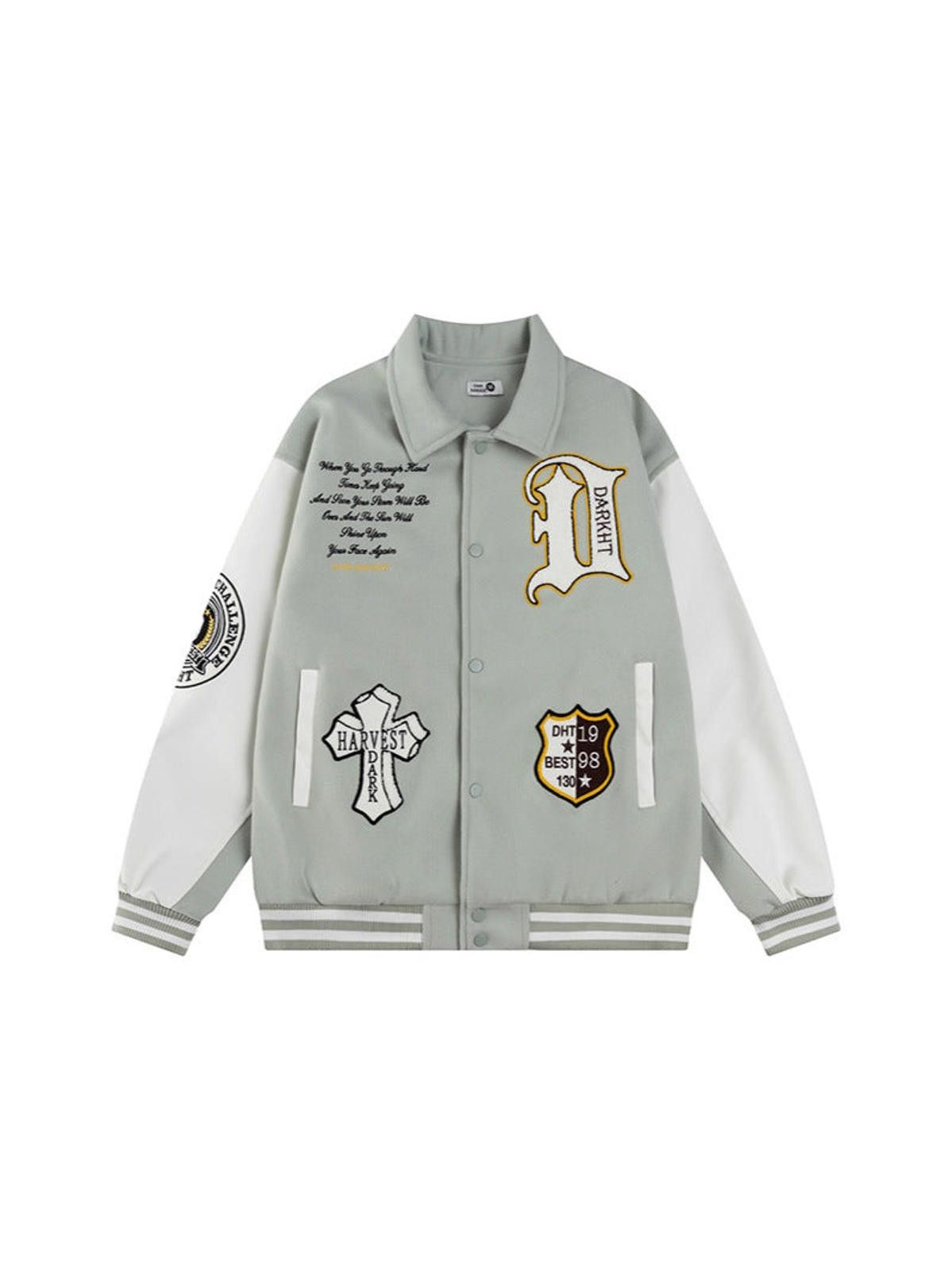 Japanese Brand Cross Patchwork Varsity Jacket with Patch Details Size US M / EU 48-50 / 2 - 4 Thumbnail
