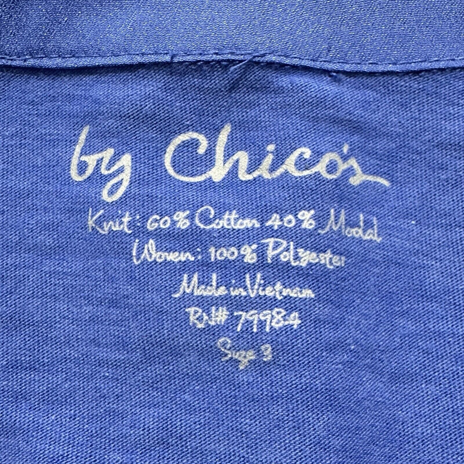 Chicos Chico's XL Blouse Roll Tab Long Sleeve Lightweight Blue Top Size XL / US 12-14 / IT 48-50 - 3 Thumbnail
