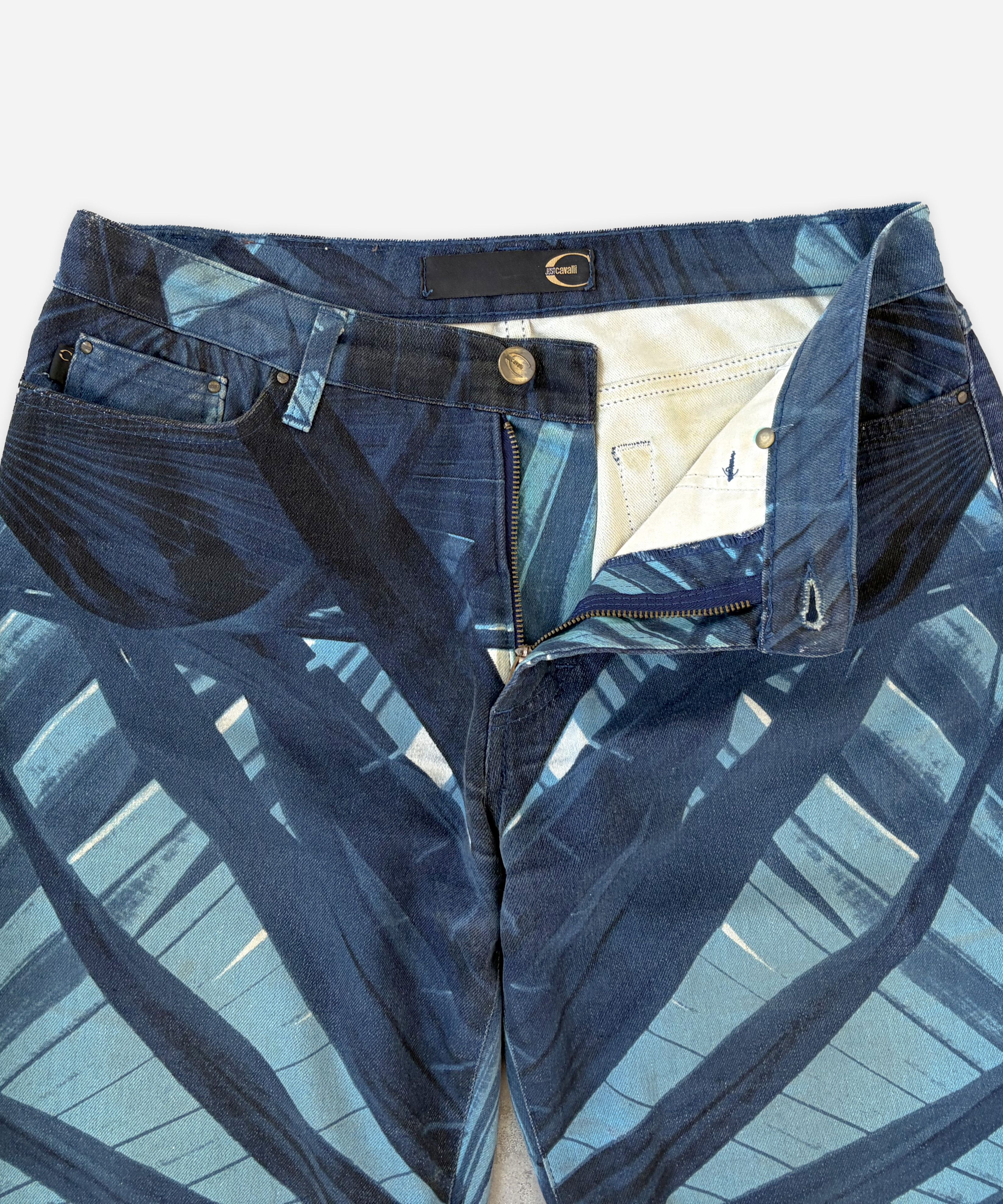 Roberto Cavalli Roberto Cavalli Jeans Cropped Print Denim Blue Navy 90s Size 30" / US 8 / IT 44 - 3 Thumbnail