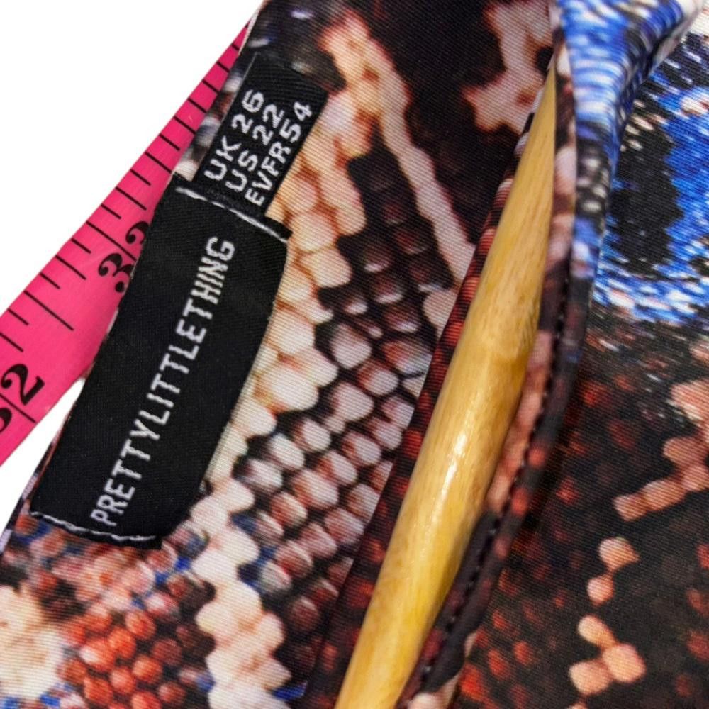 Designer PrettyLittleThing l Multicolored Snakeskin Blouse 22 Size 4XL / US 24-26 - 4 Thumbnail