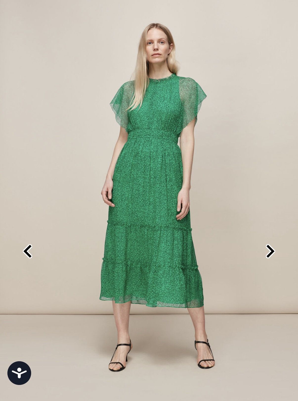 Whistles Whistles Green Sketched Floral Frill tiered Dress 4 Size S / US 4 / IT 40 - 6 Thumbnail