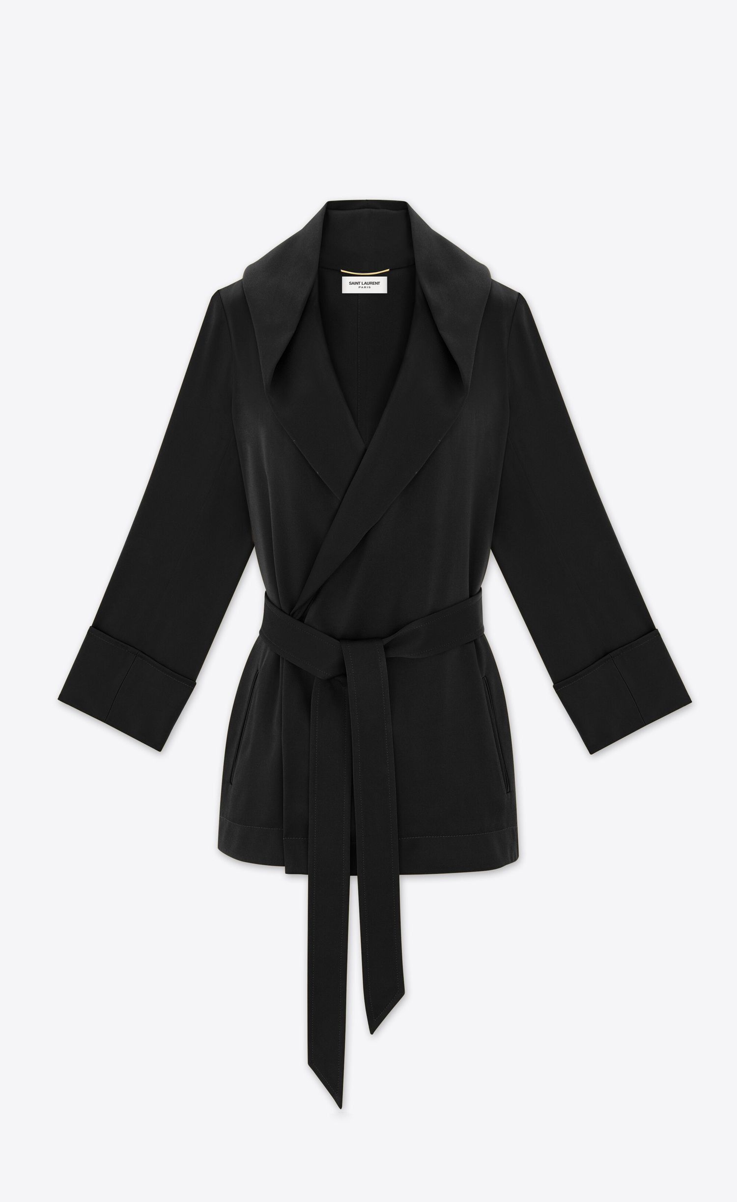 Saint Laurent Paris Hooded Jacket in Crepe Satin Black Size S / US 4 / IT 40 - 1 Thumbnail