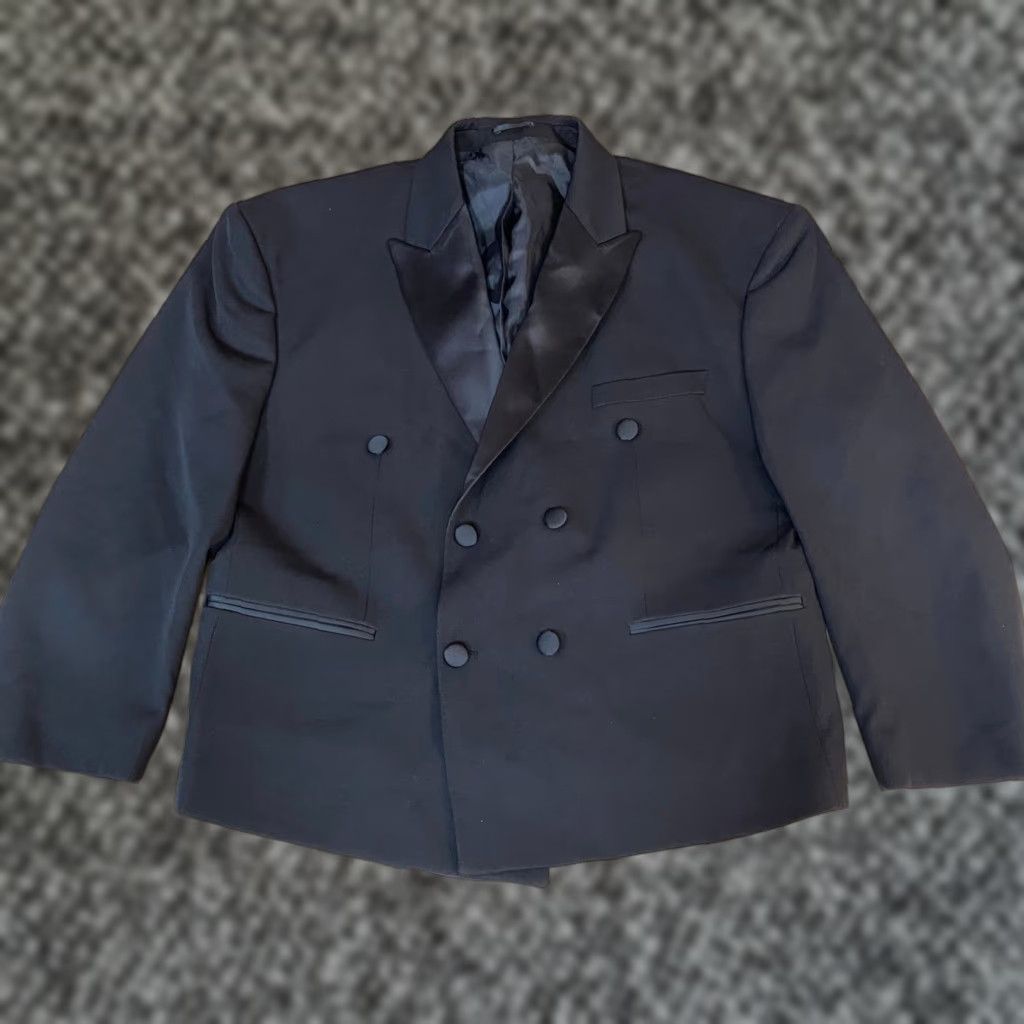Vintage BoohooMAN Black Double Breasted Tuxedo Blazer Jacket Mens Size 36 EU Regular Satin Lapel Size 36R - 1 Thumbnail