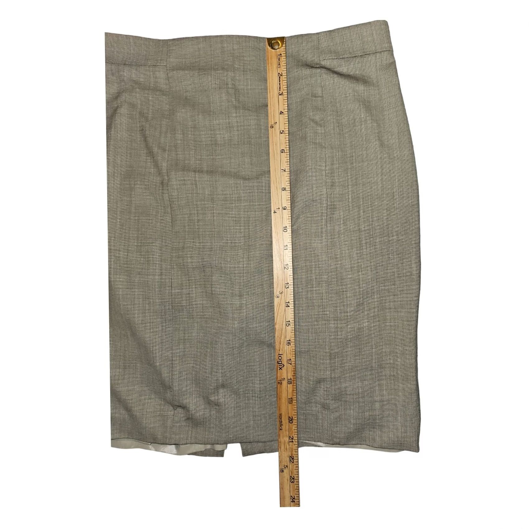 Ann Taylor VINTAGE? Anne Taylor Pencil Skirt Women's 12 Lt Gray Virgin Wool Lycra Lined Workwear Size 34" / US 12 / IT 48 - 4 Thumbnail