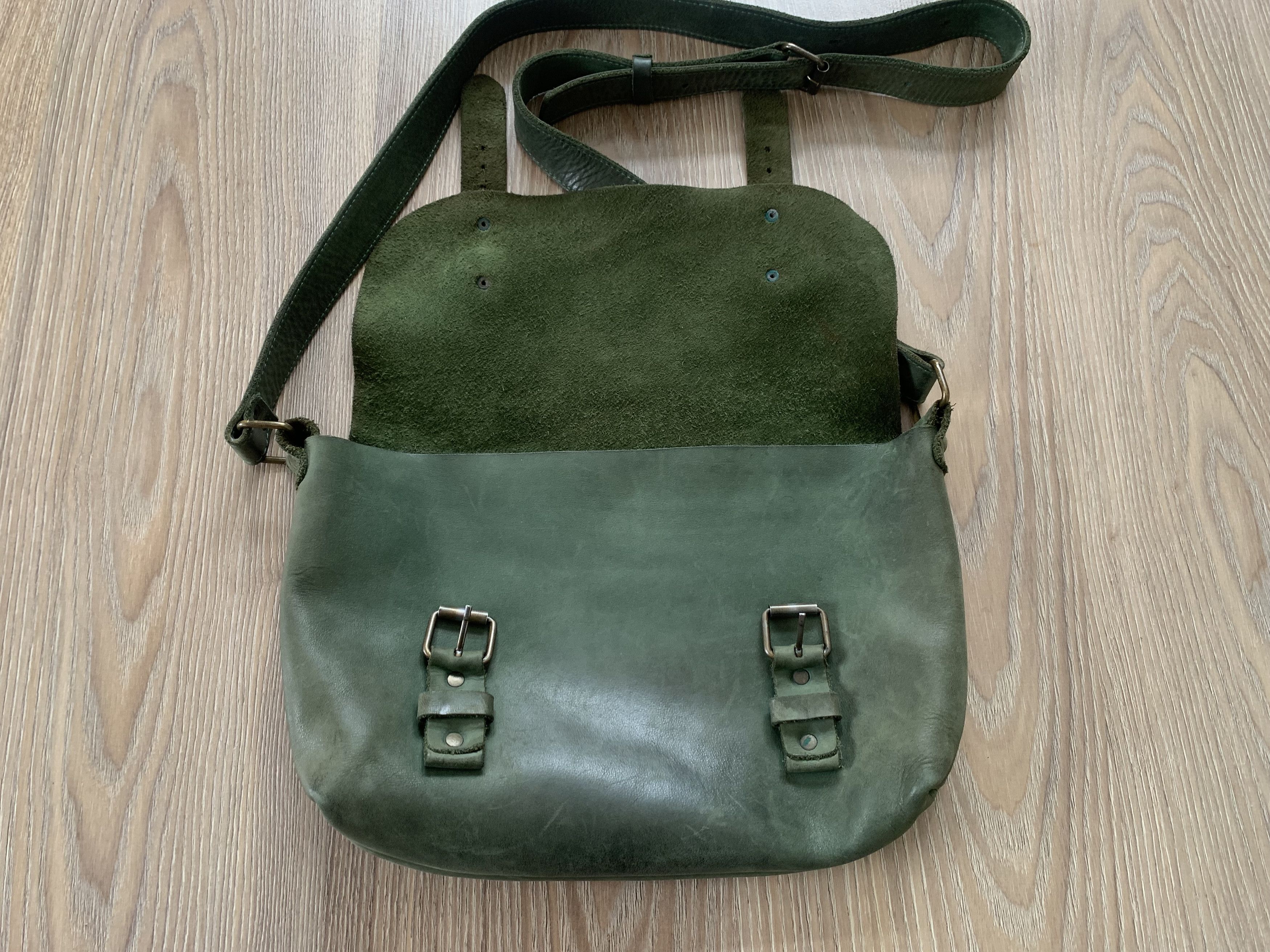 Other Hand Made Retro Vintage Green Leather Courier Messenger Bag Size ONE SIZE - 6 Thumbnail