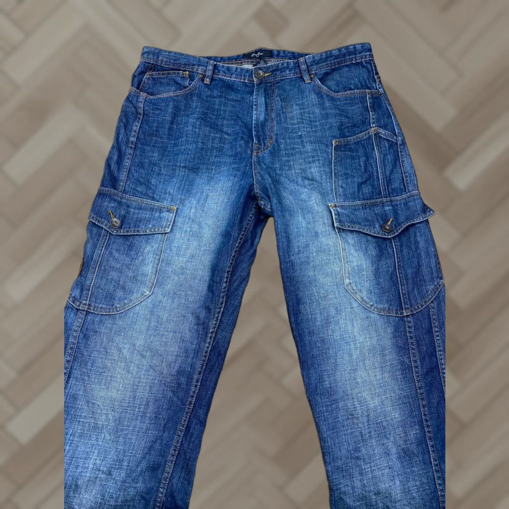 Sean John Denim Cargo Jeans Utlity 38x31 Blue Jeans Men 38 Inseam 31 Relaxed Straight Denim Blue 38 Mens