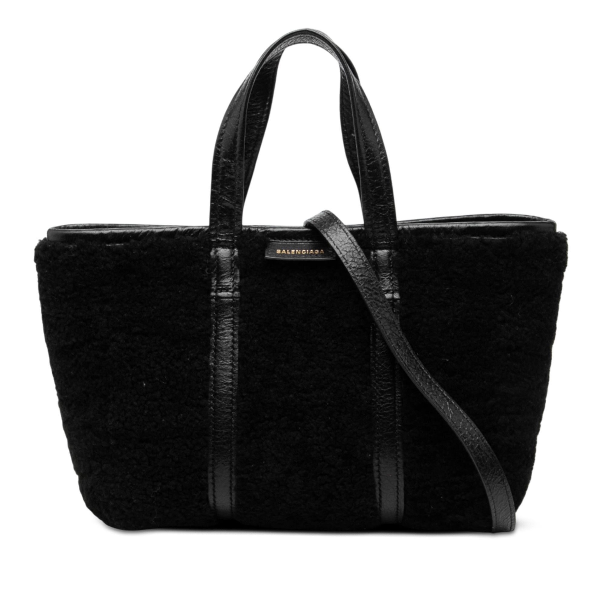 Balenciaga Balenciaga Small Shearling and Leather Barbes East West Shopper Tote Size ONE SIZE - 1 Thumbnail