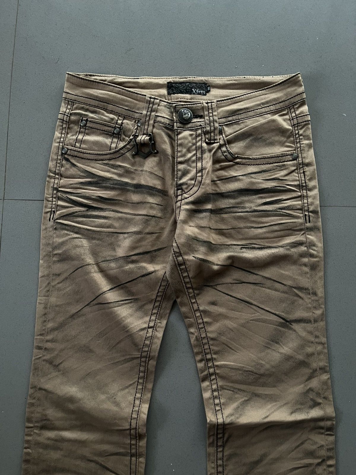 14th Addiction JAPANESE XFRM FADED PATTERN FLARE BOOTCUT SEDITIONARIES PUNK Size US 30 / EU 46 - 3 Thumbnail