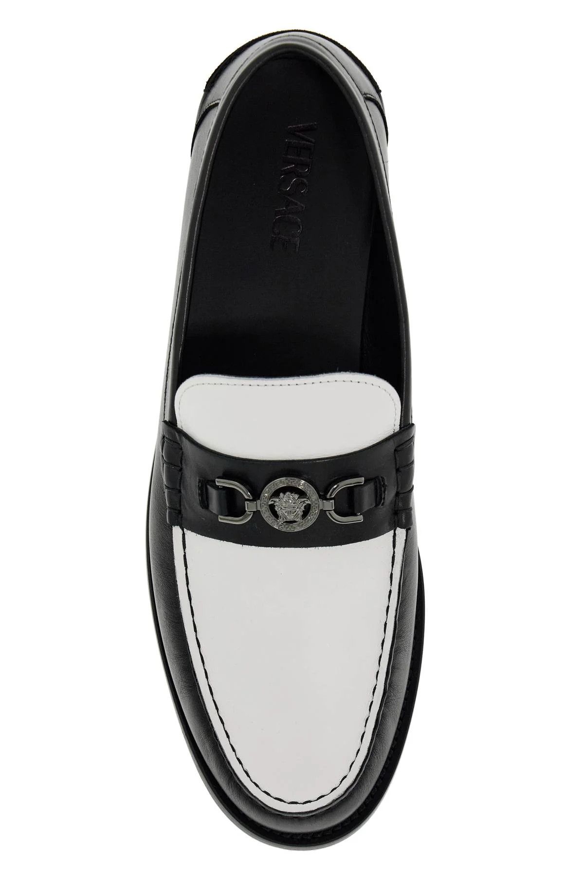 Versace o1s22i1n0125 Two-Tone Smooth Leather Loafers in Black White Size US 7 / EU 40 - 2 Thumbnail