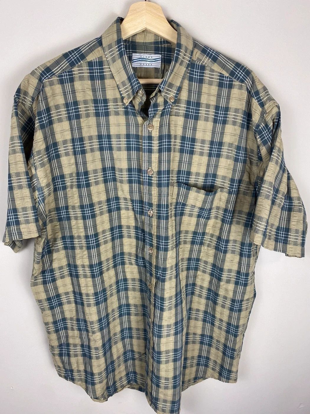 Vintage Vintage Tan Blue Plaid Button Up Size US L / EU 52-54 / 3 - 1 Thumbnail
