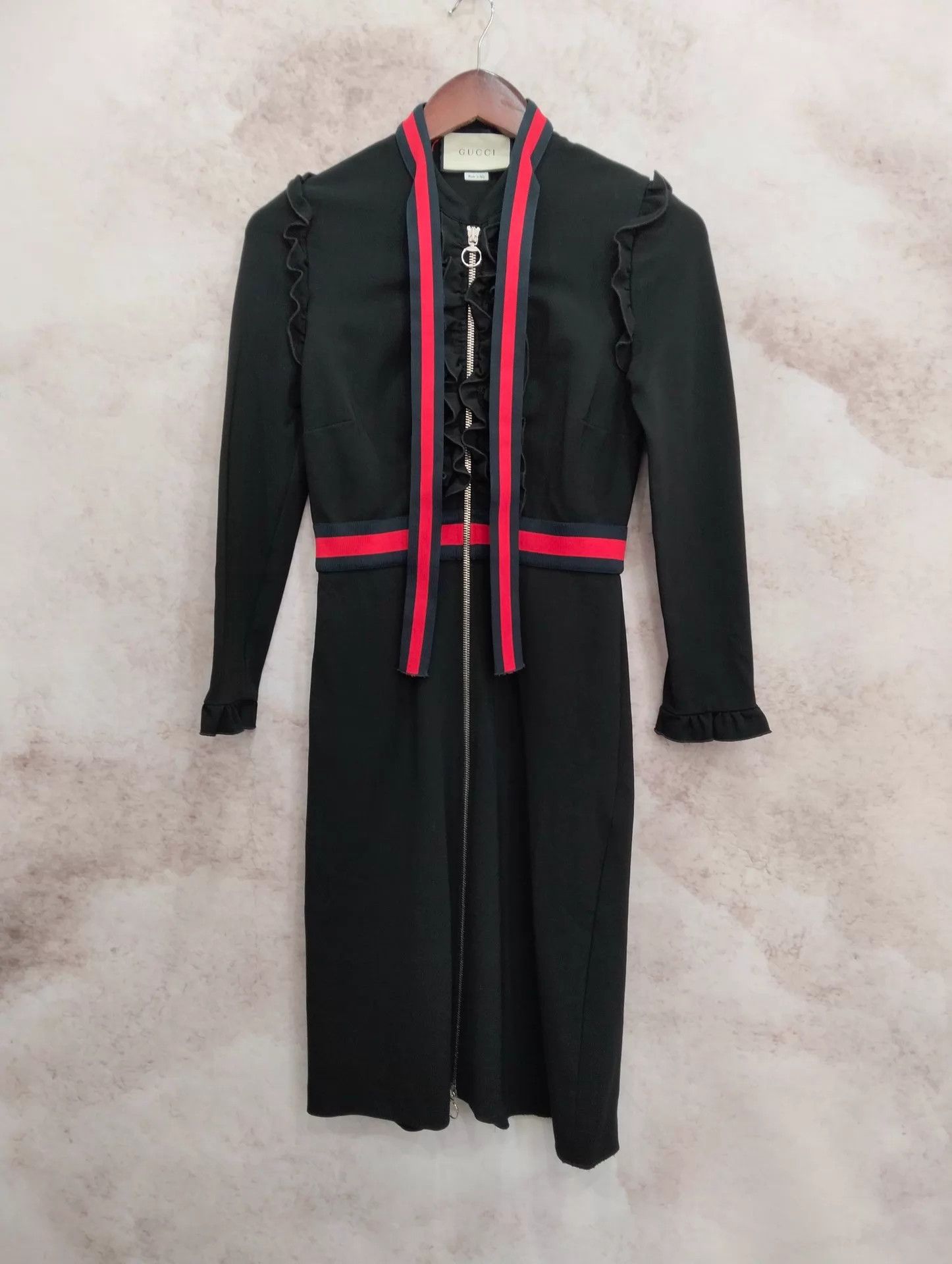 Gucci GUCCI women's collar zipper A-line long-sleeve dress S Size S / US 4 / IT 40 - 1 Thumbnail