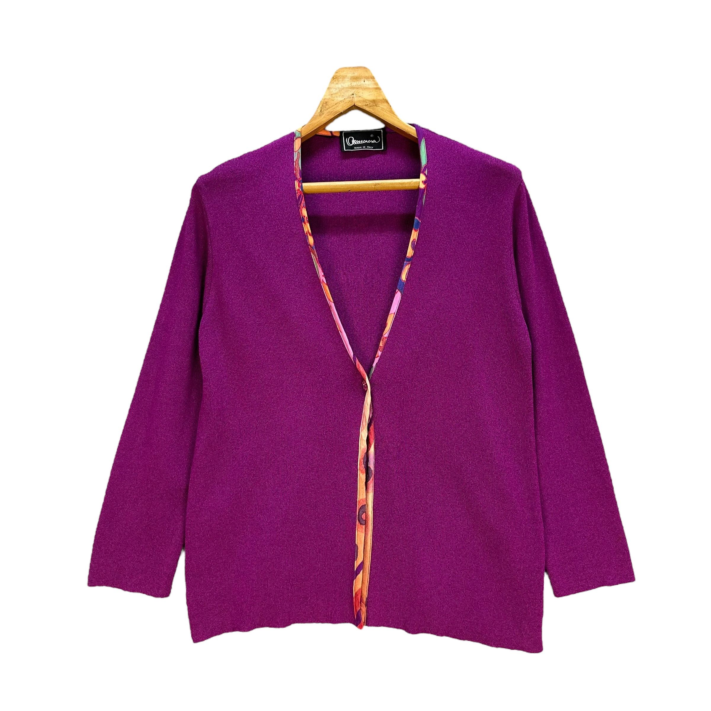 Japanese Brand Vintage Purple Cardigan Made in Italy #A17-0419 Size S / US 4 / IT 40 - 1 Thumbnail
