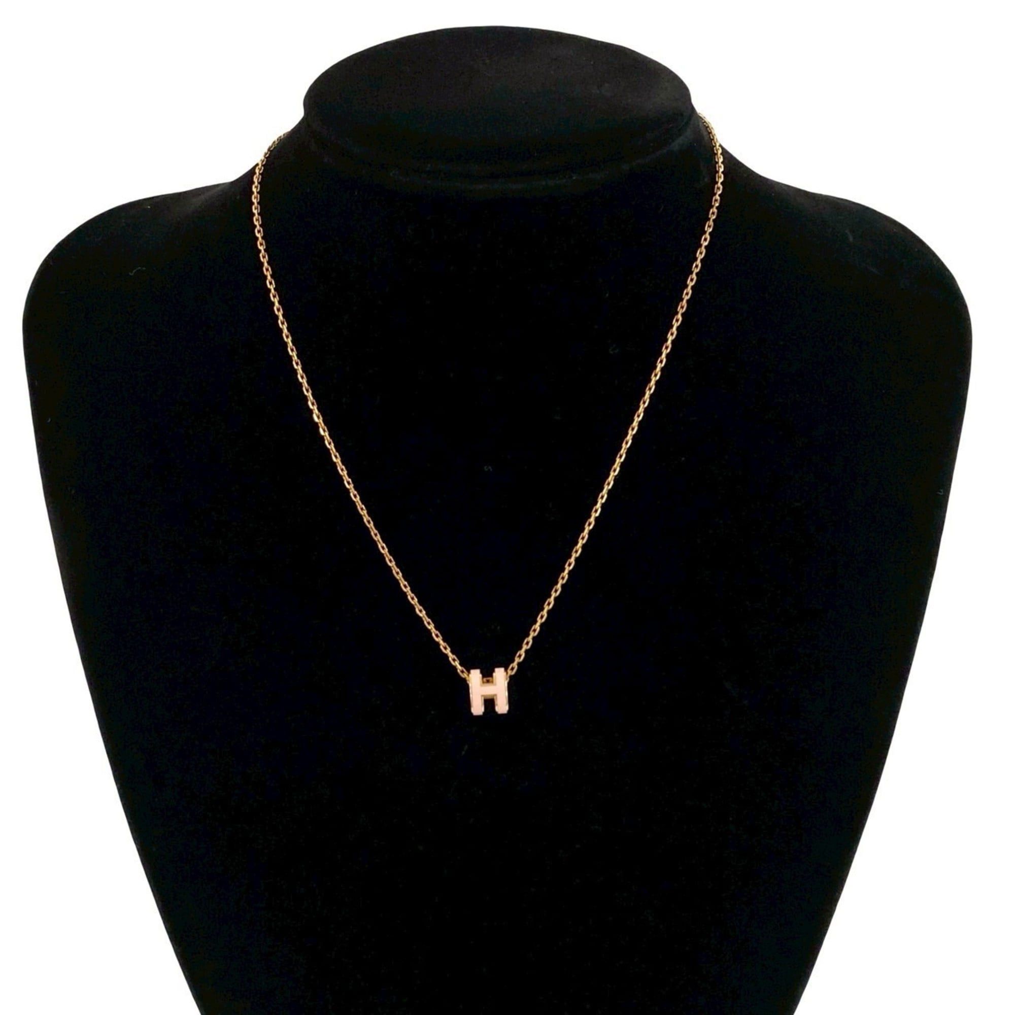 Hermes HERMES Pop H Motif Necklace GP Pendant Choker Gold Black 15361 Size ONE SIZE - 1 Thumbnail