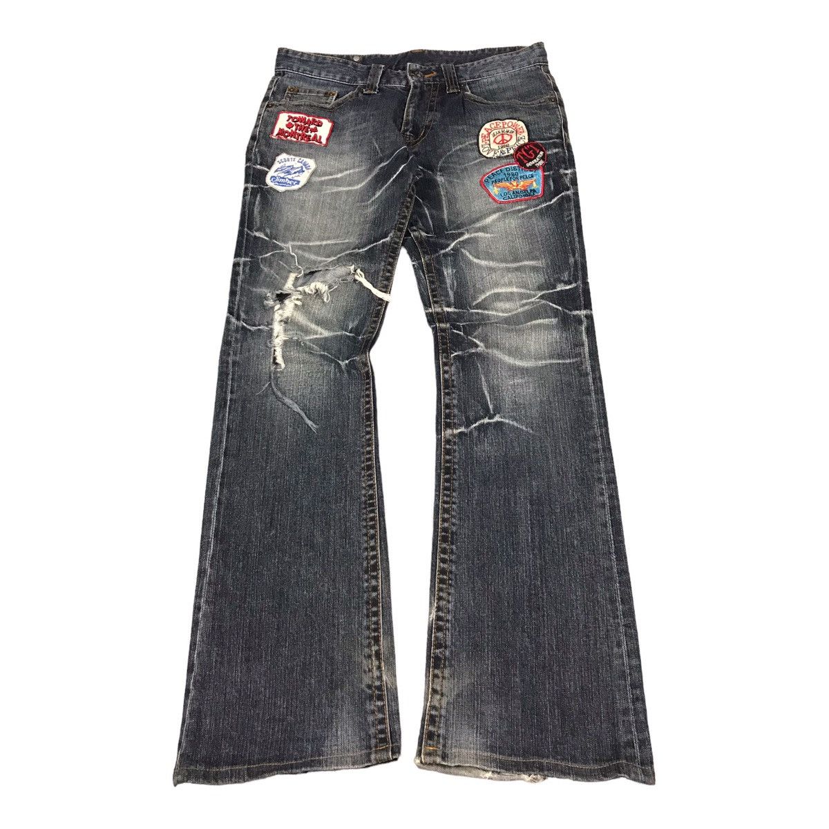 Hysteric Glamour × Japanese Brand FLARE SEMANTICDESIGN DISTRESSED DENIM BOOTCUT PANTS Size US 30 / EU 46 - 1 Thumbnail