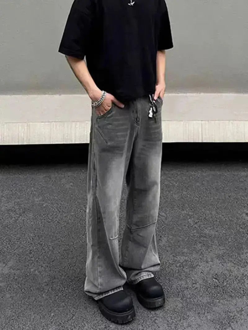 Japanese Brand Street grey wash vintage baggy jeans Size US 34 / EU 50 - 5 Thumbnail