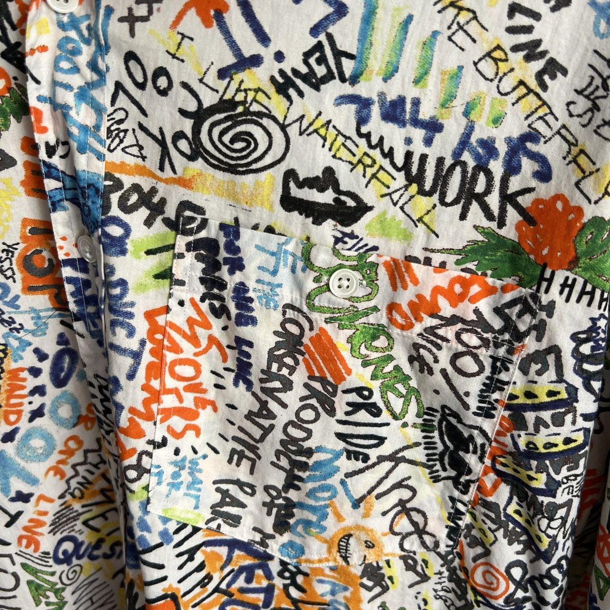 Vetements Vetements S19 Graffiti Button Up Oversized White Shirt Size US S / EU 44-46 / 1 - 8 Thumbnail