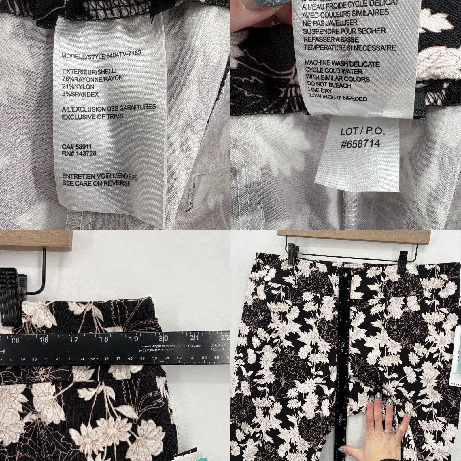 Vintage Tribal Fia Cuffed Cropped Trouser Pants Womens 18W Black Floral Stitch Fix NWT Size 40" / US 18 - 8 Thumbnail