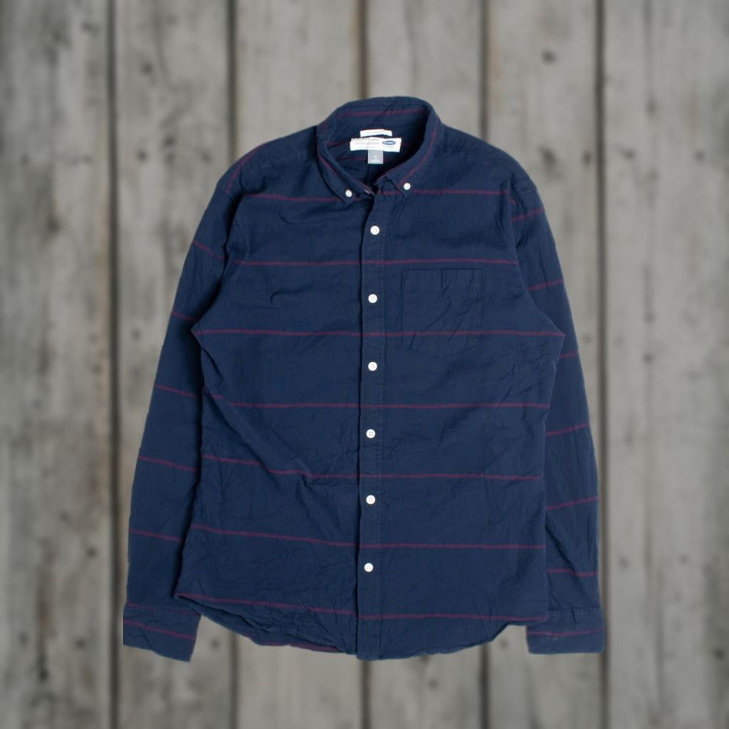 Old Navy Vintage Old Navy Flannel Shirt Medium Navy Blue Striped Button Down Size US M / EU 48-50 / 2 - 1 Thumbnail