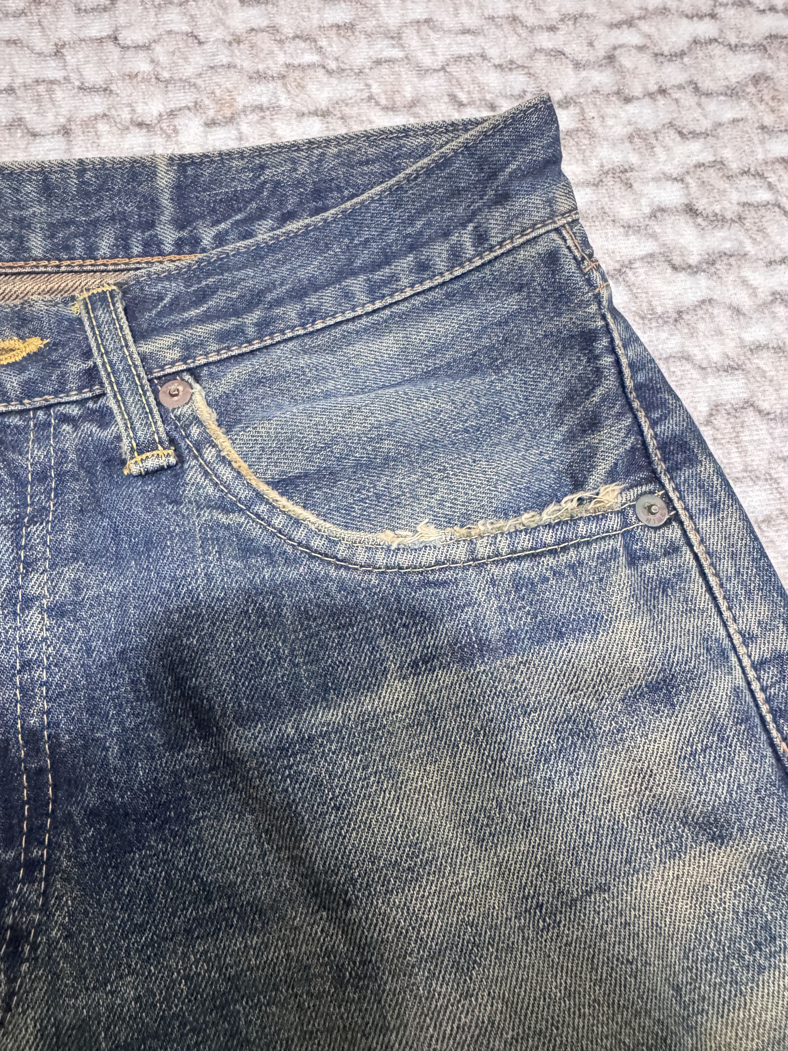 Edwin Vintage Edwin 505X Rusty Natural Distressed Selvadge Jeans Size US 30 / EU 46 - 5 Thumbnail