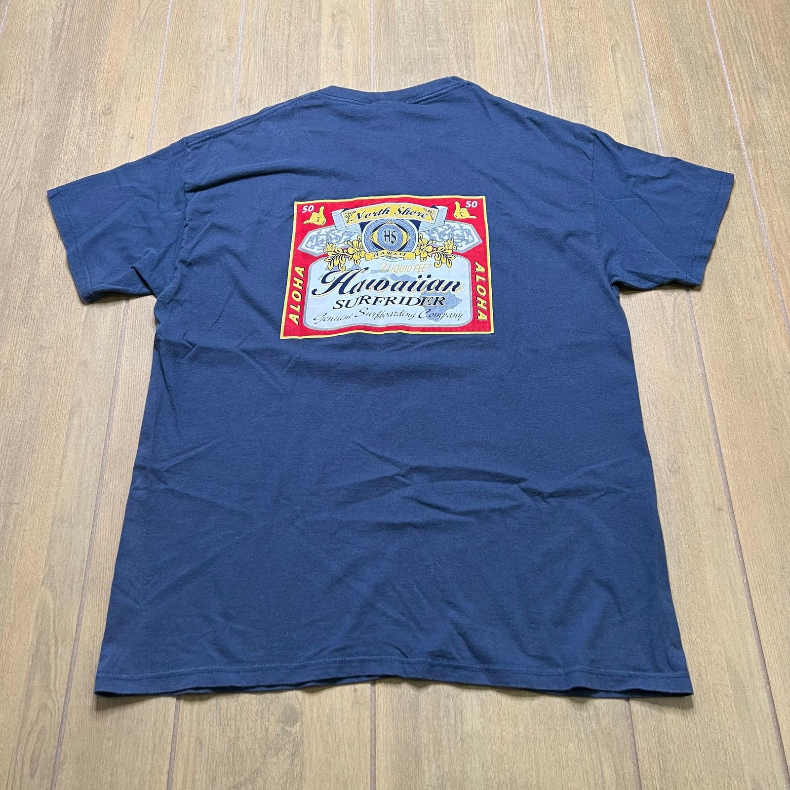 Hanes Y2K Aloha North Shore HS Hawaiian Surfrider Blue T-Shirt L Size US L / EU 52-54 / 3 - 6 Thumbnail