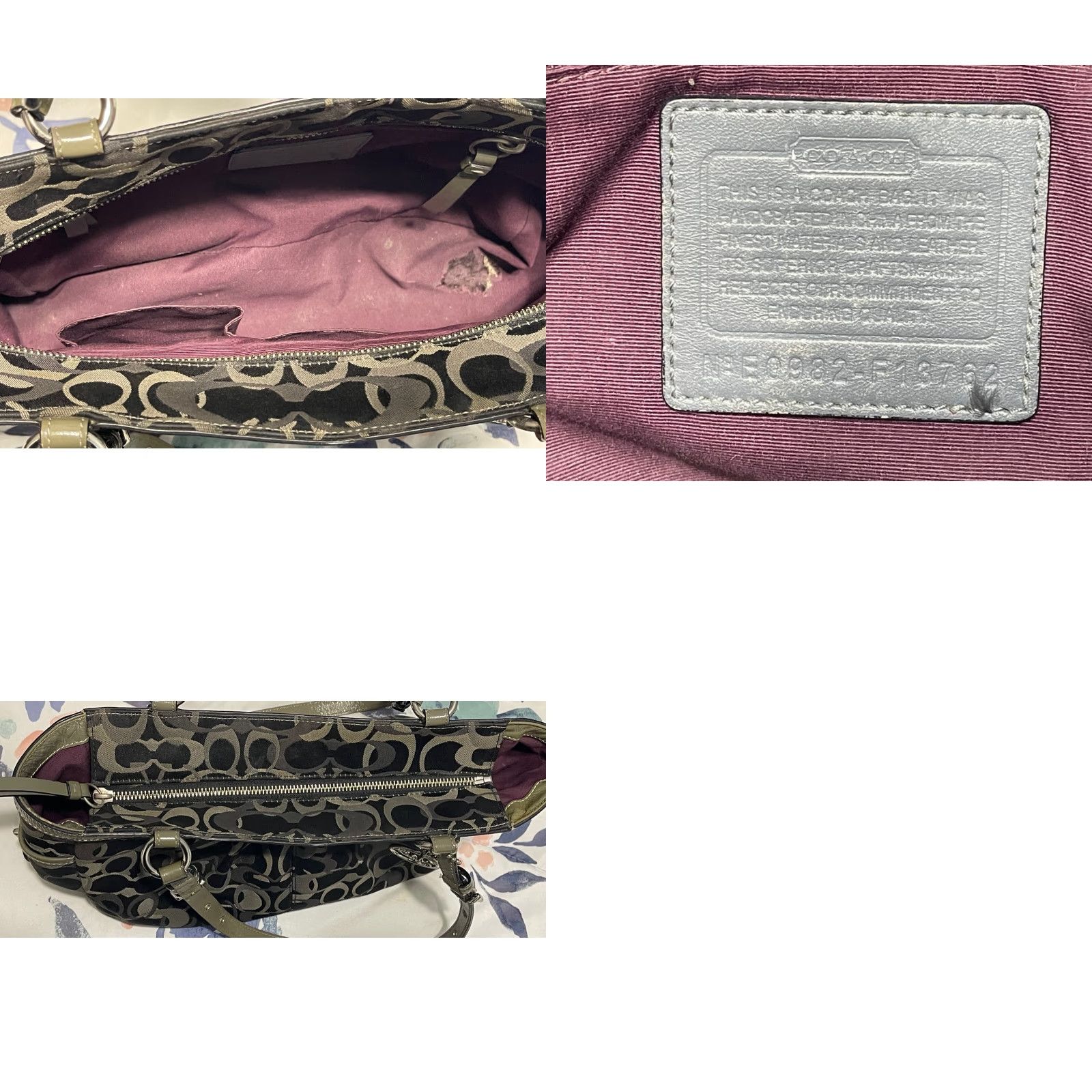 Coach Coach Black/Gray Optic Signature Patent Leather Trim Double Straps Bag Size ONE SIZE - 8 Thumbnail