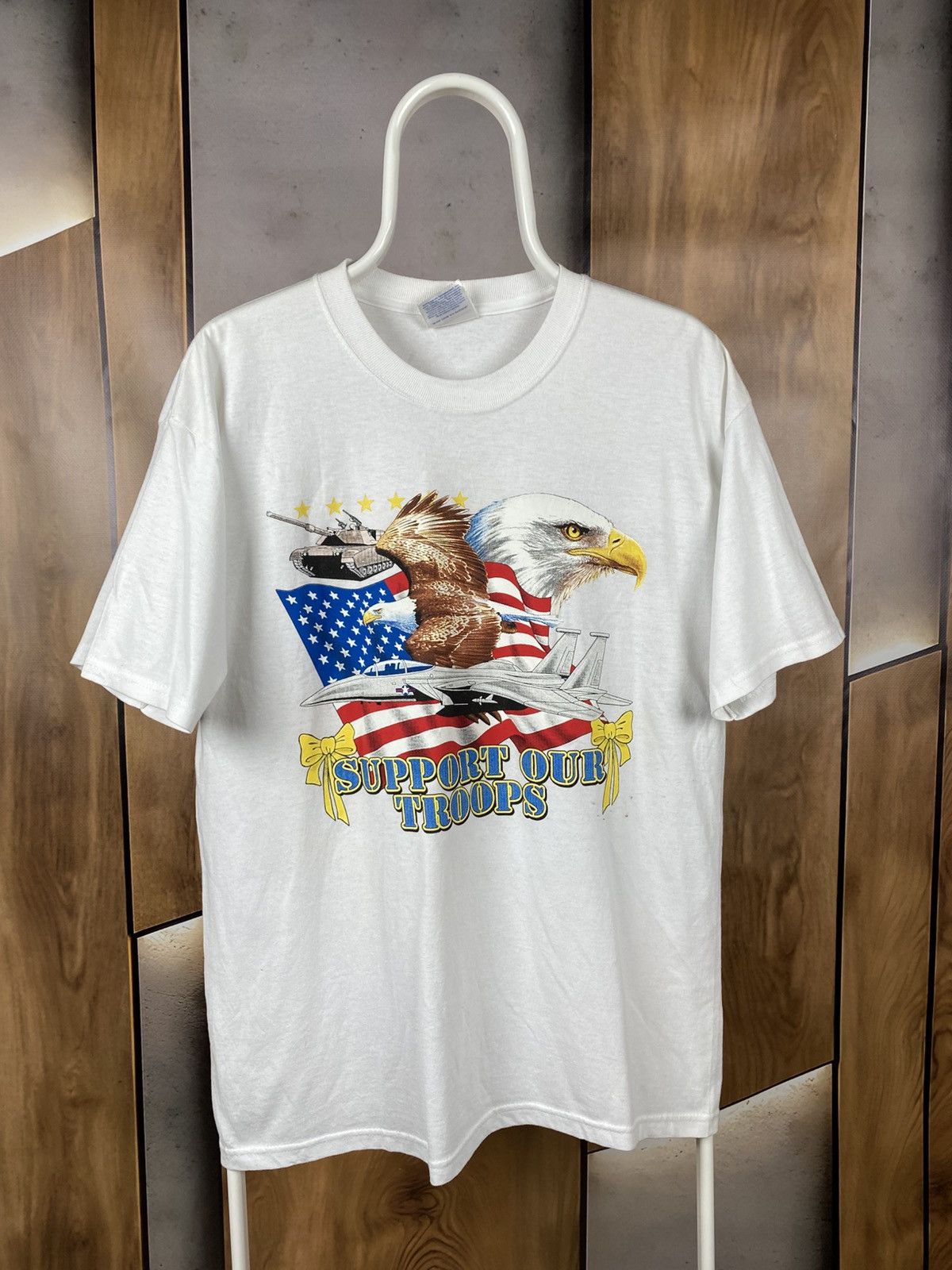 Vintage 🦅Vintage 90s T-Shirt Hanes U.S.A. Support Our Troops Tee🦅 Size US L / EU 52-54 / 3 - 1 Thumbnail