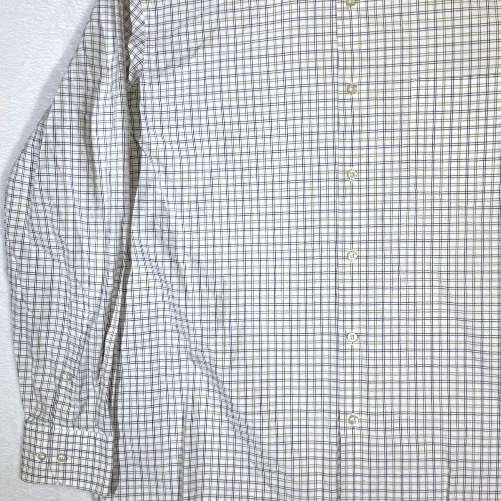 Hugo Boss VINTAGE: Hugo Boss Shirt 100% Cotton White Gray Plaid Dress Shirt Long Sleeve 17 Neck/34-35 Sleeve Mens Size 34R - 3 Thumbnail