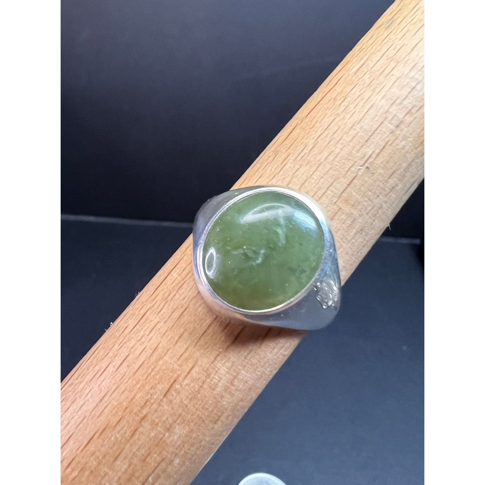Other Vintage nephrite Jade sterling silver ring size 11 Size ONE SIZE - 8 Thumbnail