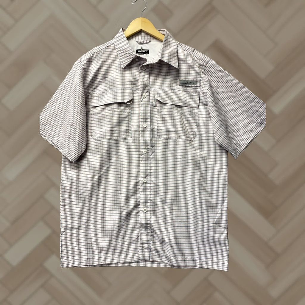 Habitat Habit Shirt Mens M Red Blue Plaid Short Sleeve Button-Up Outdoor Camping UV Breathable Pockets Summer Size US M / EU 48-50 / 2 - 1 Thumbnail