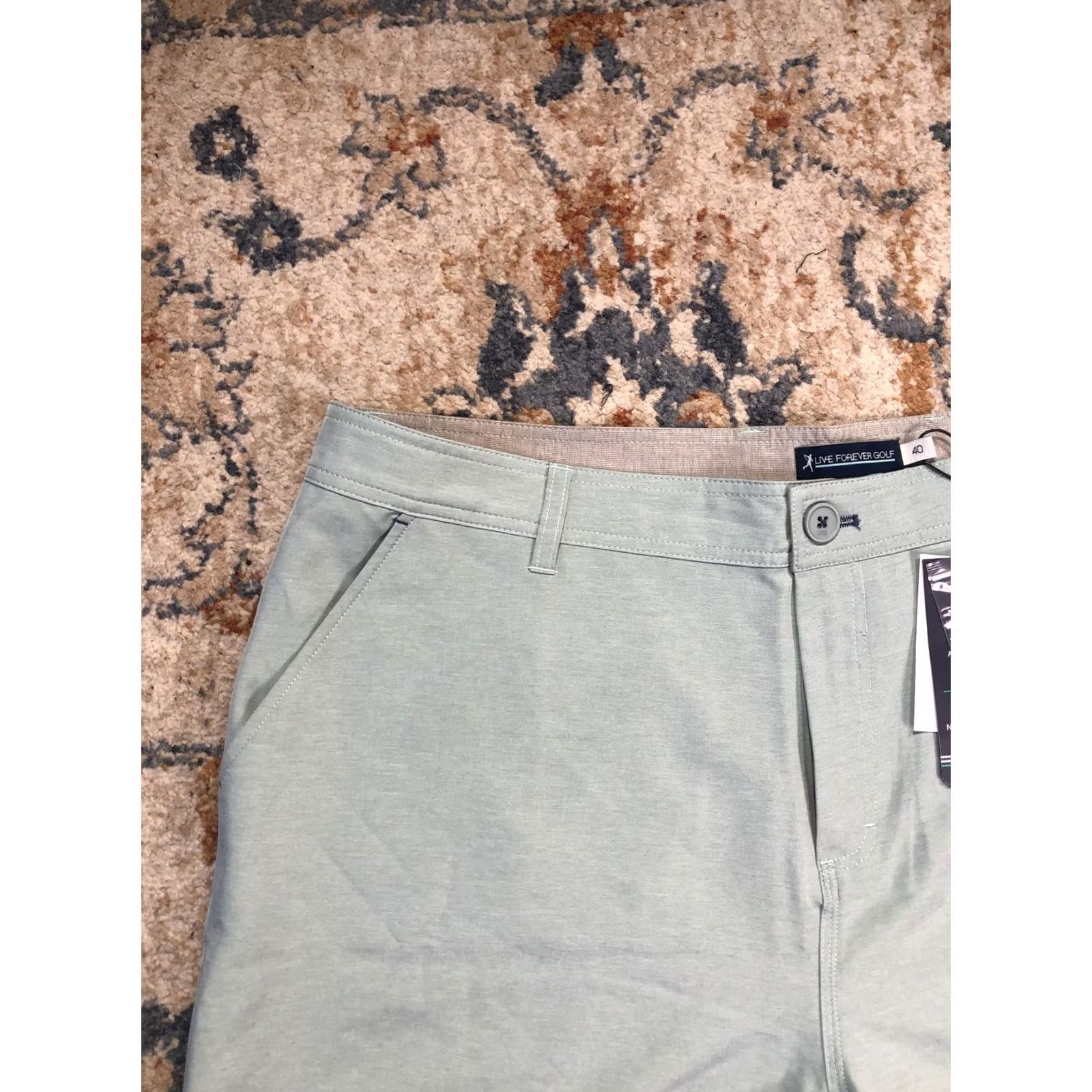 Vintage Live Forever Golf Shorts Mens 40 Green Coast To Course Hybrid Stretch 9 Inseam Size US 40 / EU 56 - 2 Thumbnail