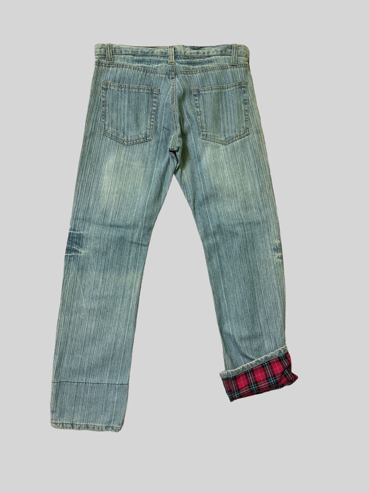 Hysteric Glamour × Japanese Brand Distressed Tartan Embroidery Junya Watanabe Denim Jeans Size US 30 / EU 46 - 2 Thumbnail