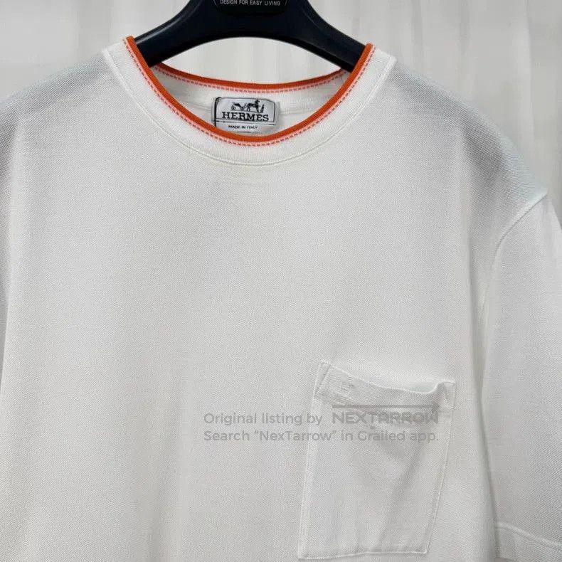 Hermes Hermes Orange Trim Embroidered Short Sleeve. Size US L / EU 52-54 / 3 - 3 Thumbnail