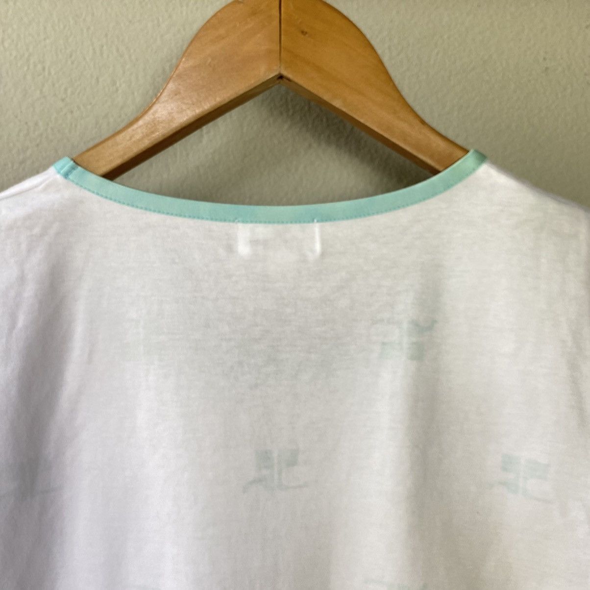 Courreges Courreges White Scoop Neck T-Shirt with Mint Trim Size S / US 4 / IT 40 - 12 Thumbnail
