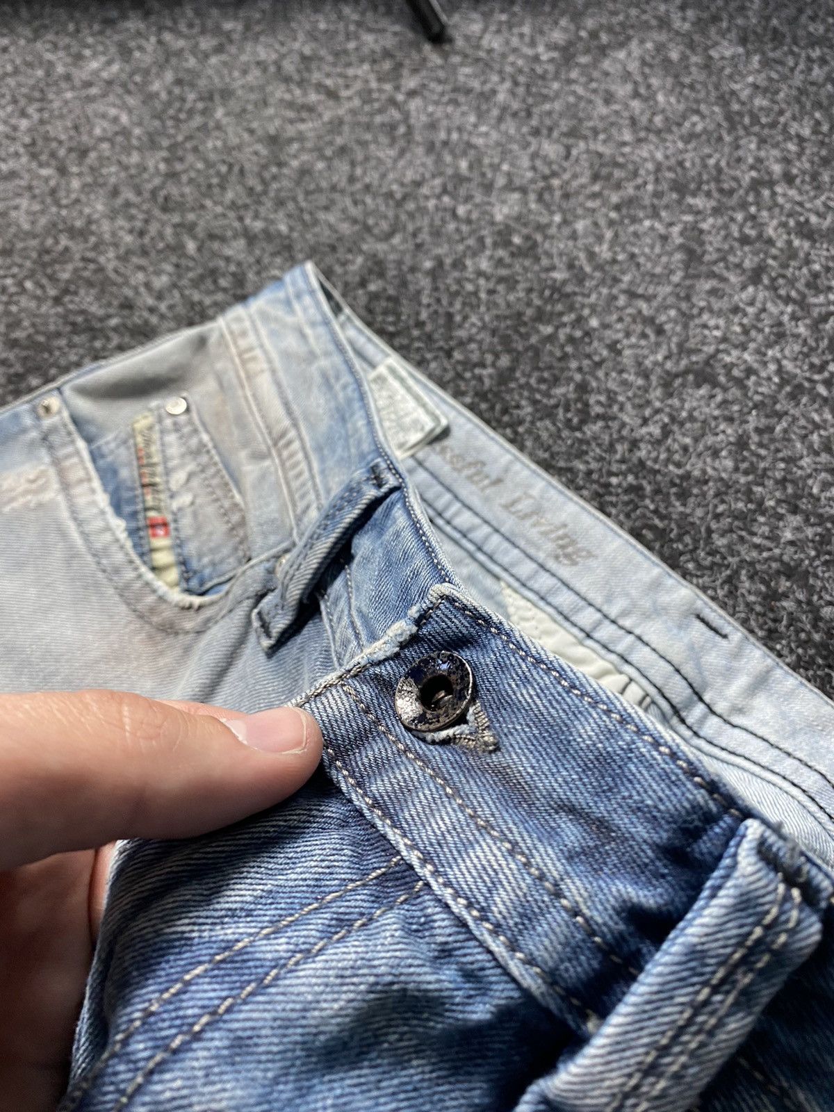 Diesel × Japanese Brand 🔥Diesel Washed Blue White Opium Punk Distressed Jeans Owens Size US 34 / EU 50 - 10 Thumbnail