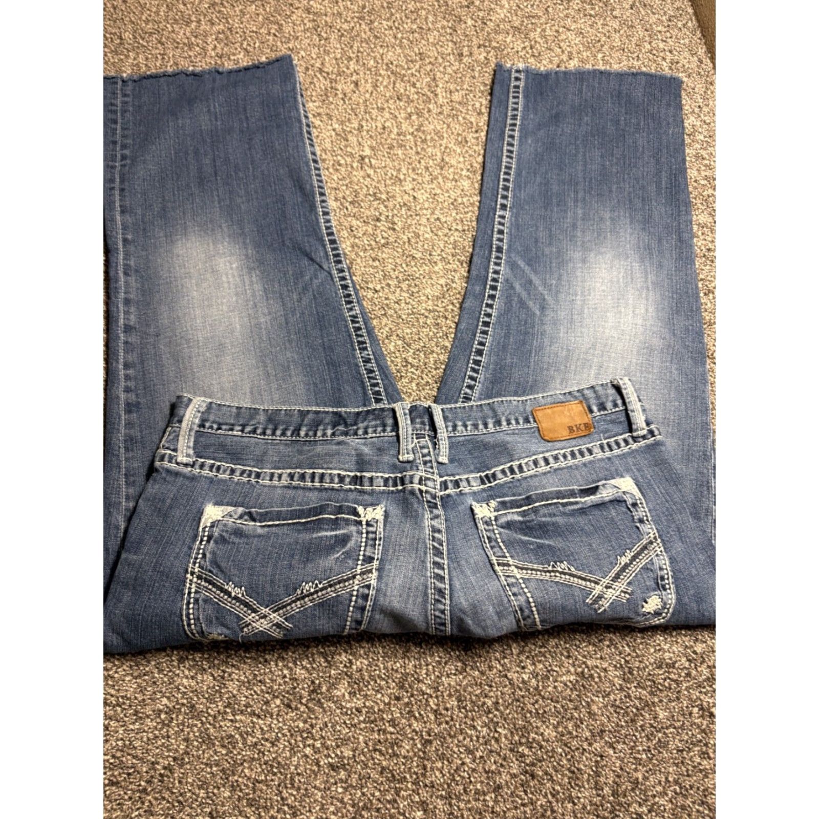 Vintage BKE Denim Seth Jeans Mens 38XXL Blue Faded Cut Off Straight Leg Cotton Stretch Denim Jeans Size US 38 / EU 54 - 2 Thumbnail