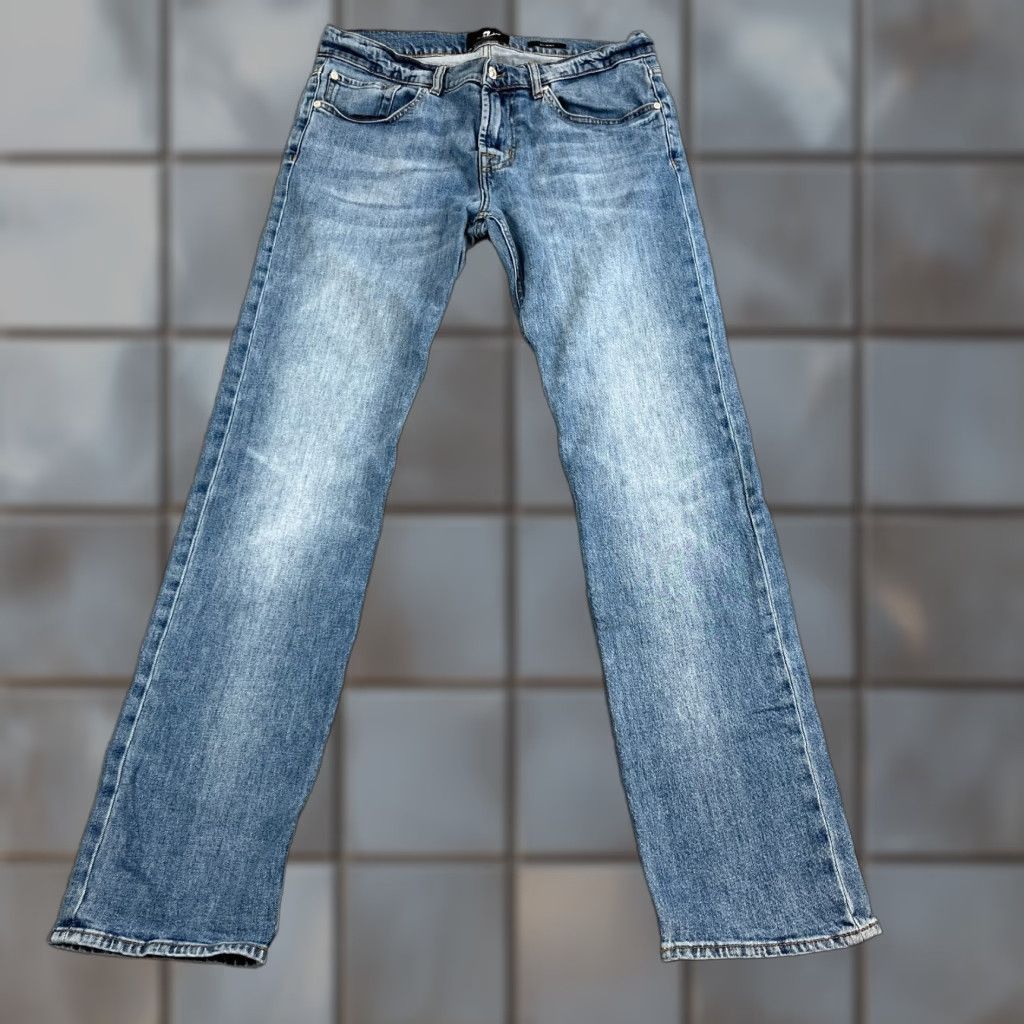 7 For All Mankind 7 For All Mankind Slimmy Jeans Slim Tapered 33 32 Light Blue Denim Stretch Jeans Mens Size US 33 - 1 Thumbnail