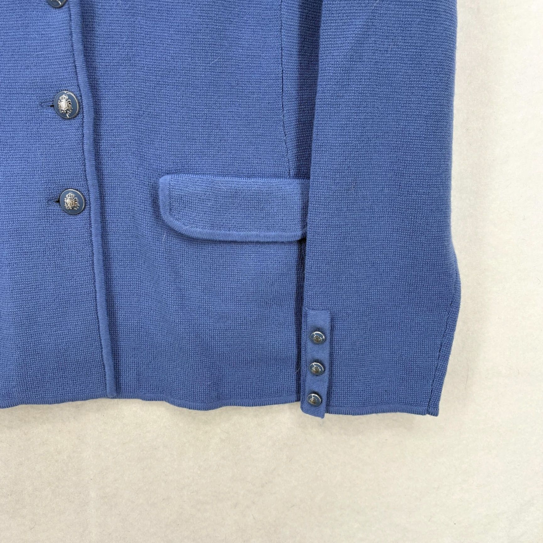 Talbots Talbots Cardigan Sweater Womens Large Blue 100% Merino Wool Knit Solid Pockets Button Classic Preppy Knit Style Fall Winter Size L / US 10 / IT 46 - 3 Thumbnail