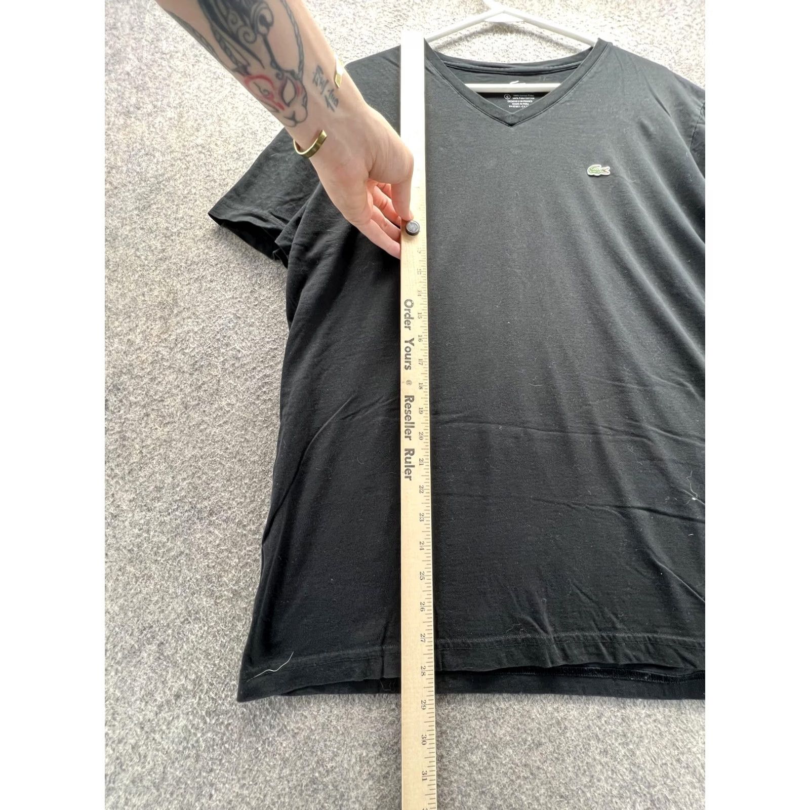 Lacoste Lacoste Shirt Mens XL Black Pima Cotton Logo V-Neck Tagless Tee T-Shirt 6 Size US XL / EU 56 / 4 - 5 Thumbnail