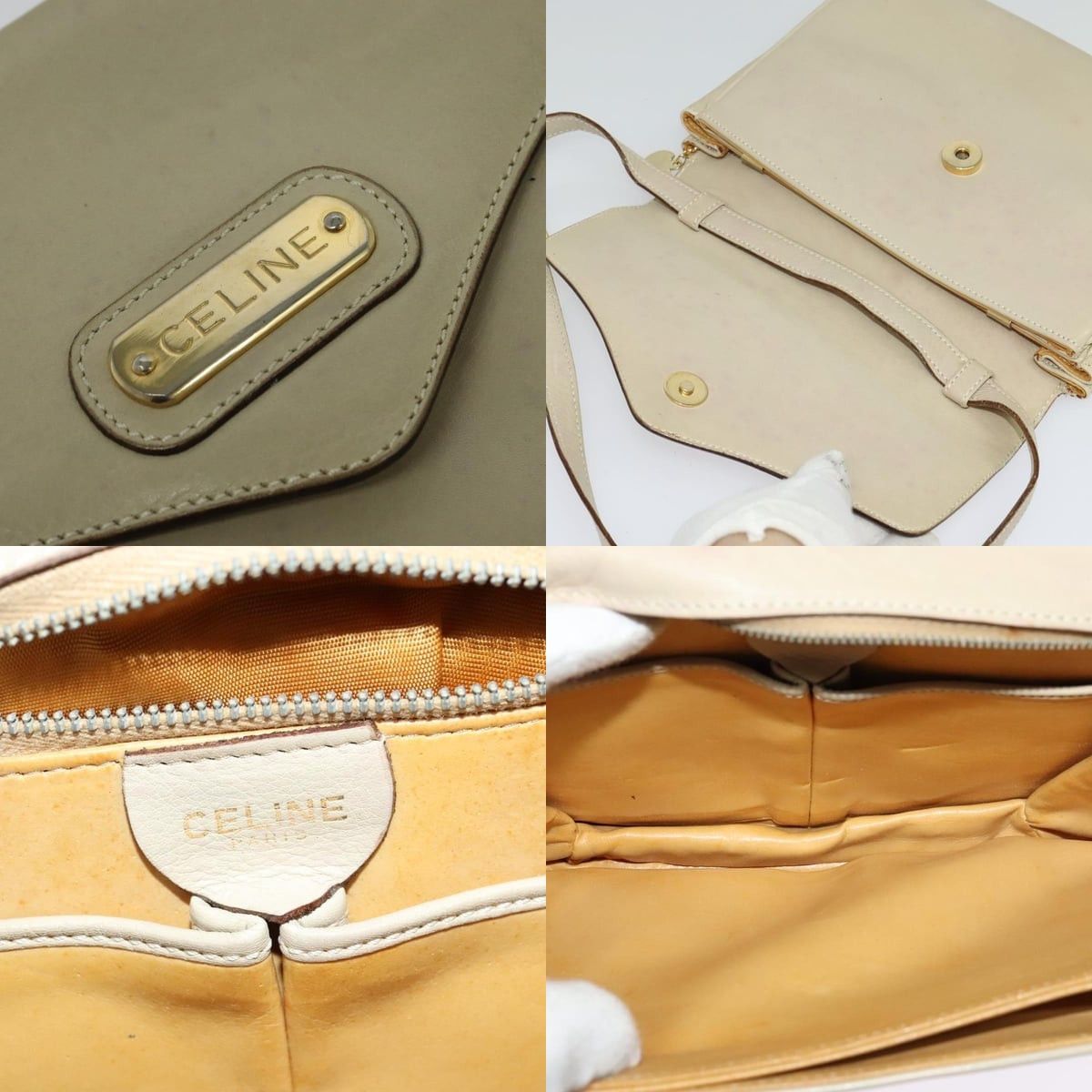 Celine CELINE Shoulder Bag Leather Ivory Gold Size ONE SIZE - 11 Thumbnail