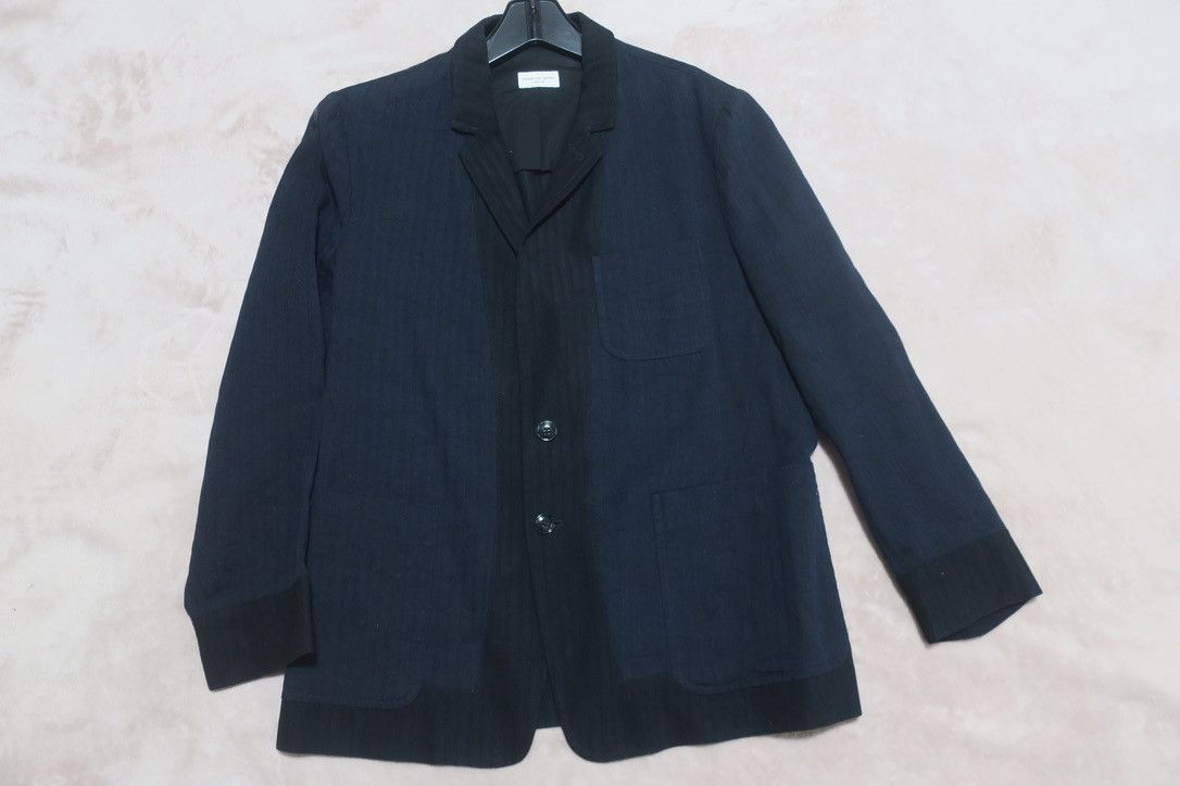 Dries Van Noten Dries Van Noten Blue/Black Blocked Linen Blend Blazer Size 52R - 11 Thumbnail