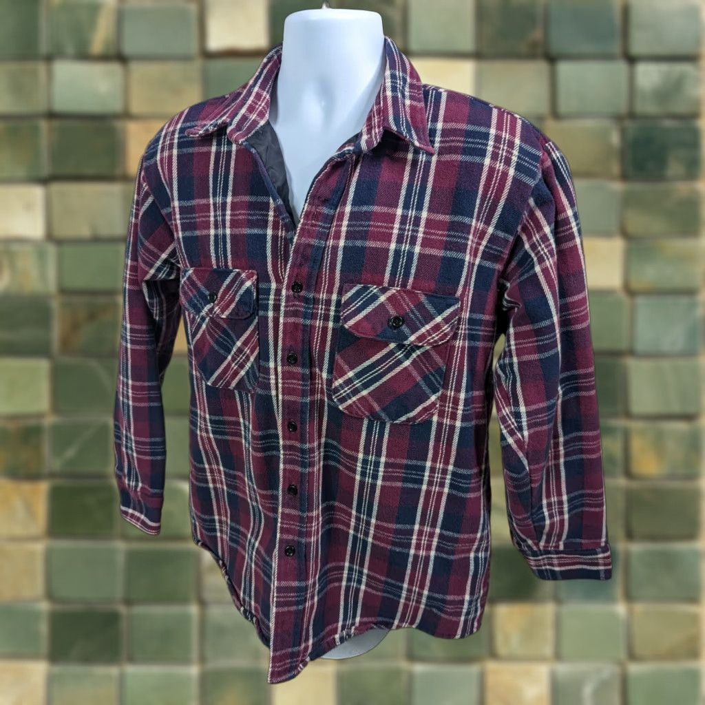 Vintage VINTAGE WORK N' SPORT MENS QUILTED MAROON FLANNEL SHIRT JACKET SIZE Large USA Size US L / EU 52-54 / 3 - 1 Thumbnail