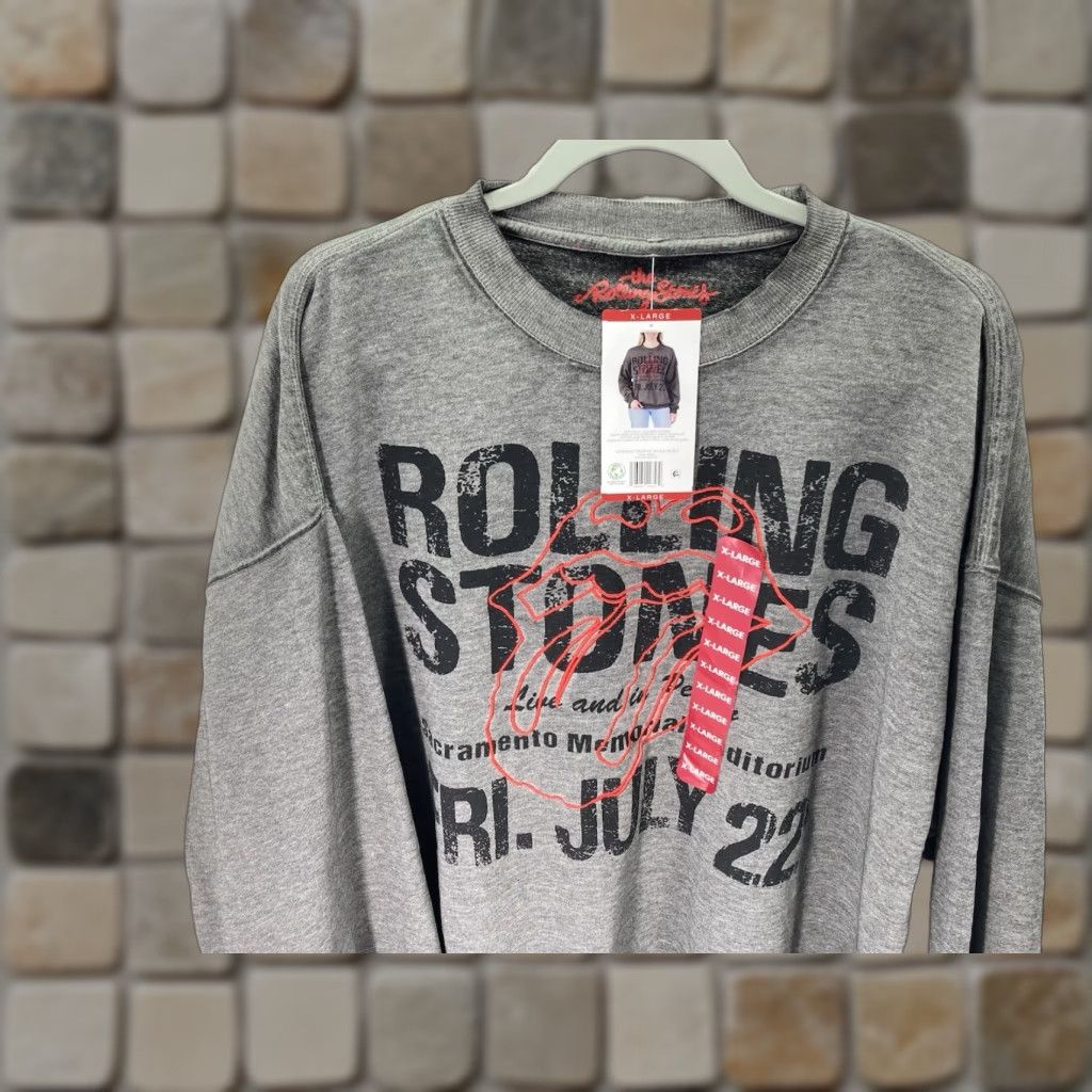 Vintage Rolling Stones Sweatshirt Women Gray XL Band Long Sleeve Pullover NWT Size XL / US 12-14 / IT 48-50 - 1 Thumbnail