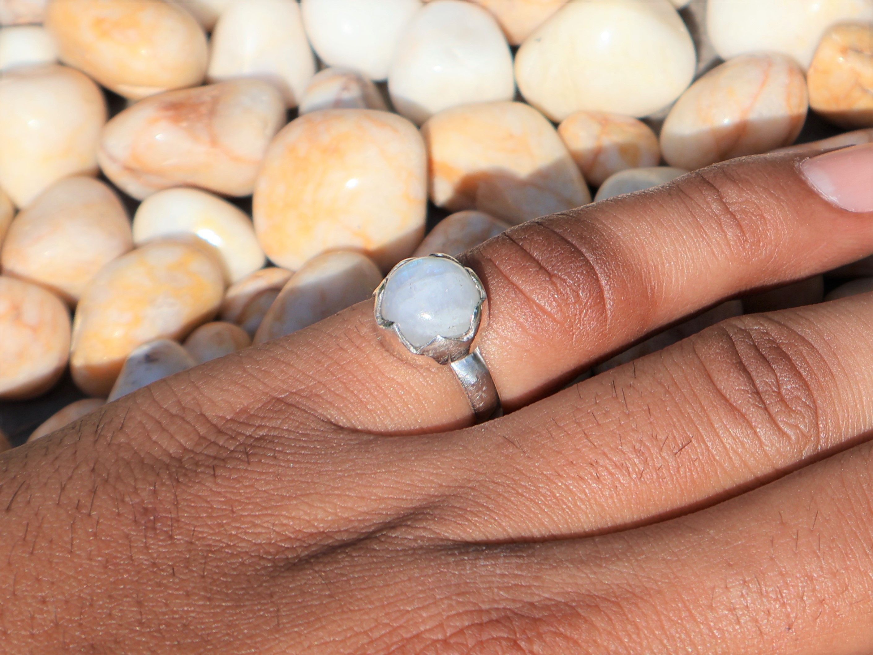 Handmade Rainbow Moonstone Ring, Sterling Silver Ring, Handmade Ring Size ONE SIZE - 8 Thumbnail