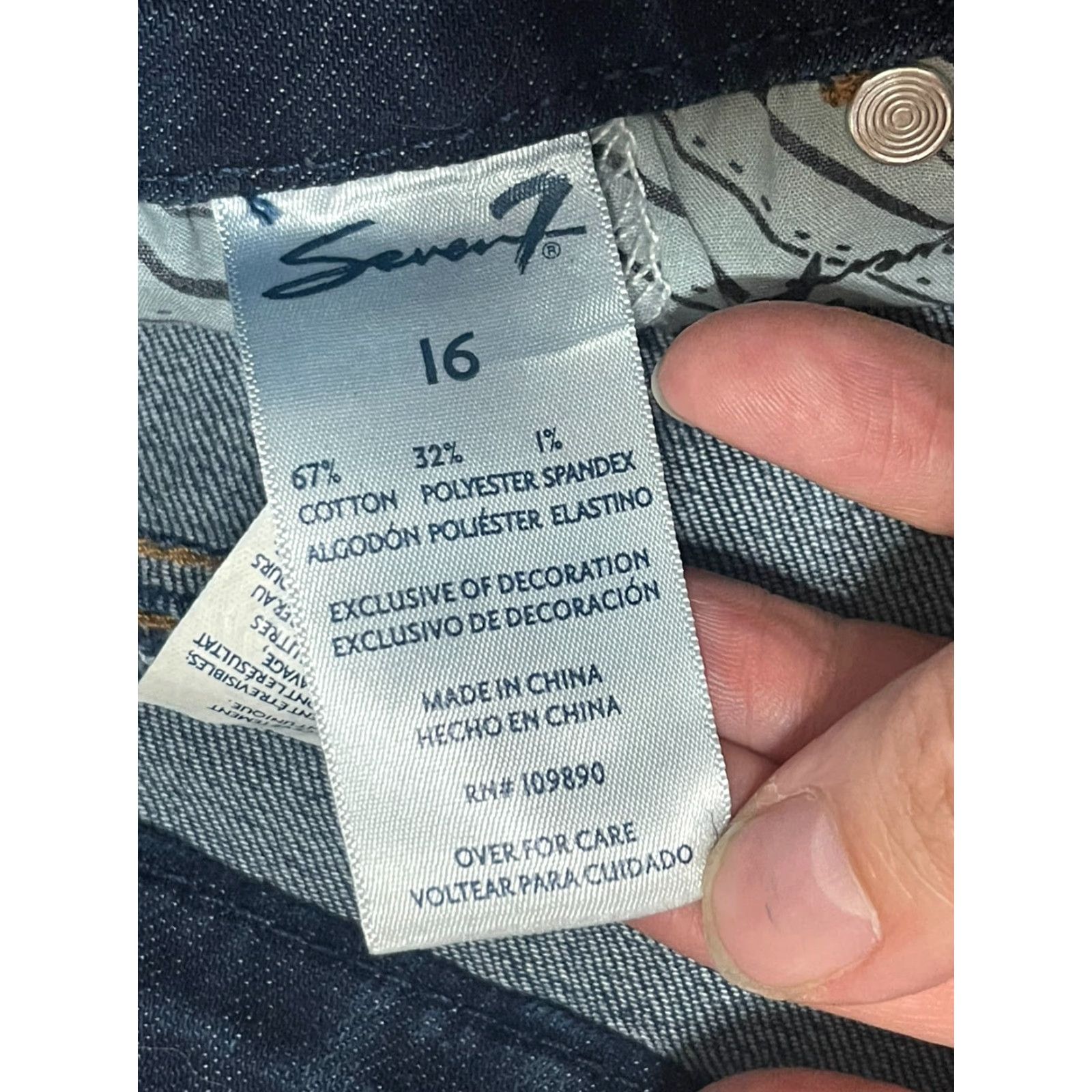 Vintage Seven7 Jeans Women's 16 Blue Denim Tummy Less High Rise Skinny Jeans Regular Inseam 29 in Dark Wash Womens Size 38" / US 16 / IT 52 - 7 Thumbnail