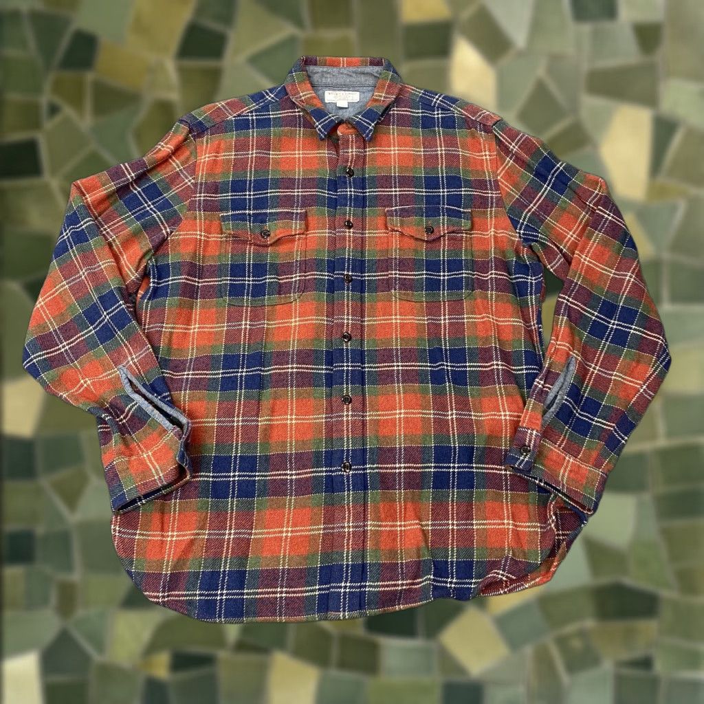 Wallace & Barnes VINTAGE Wallace & Barnes Shirt Men Large Blue Plaid Flannel Button-Down Cotton Pocket(s) Button Up 90s Theme Mens Size US L / EU 52-54 / 3 - 1 Thumbnail