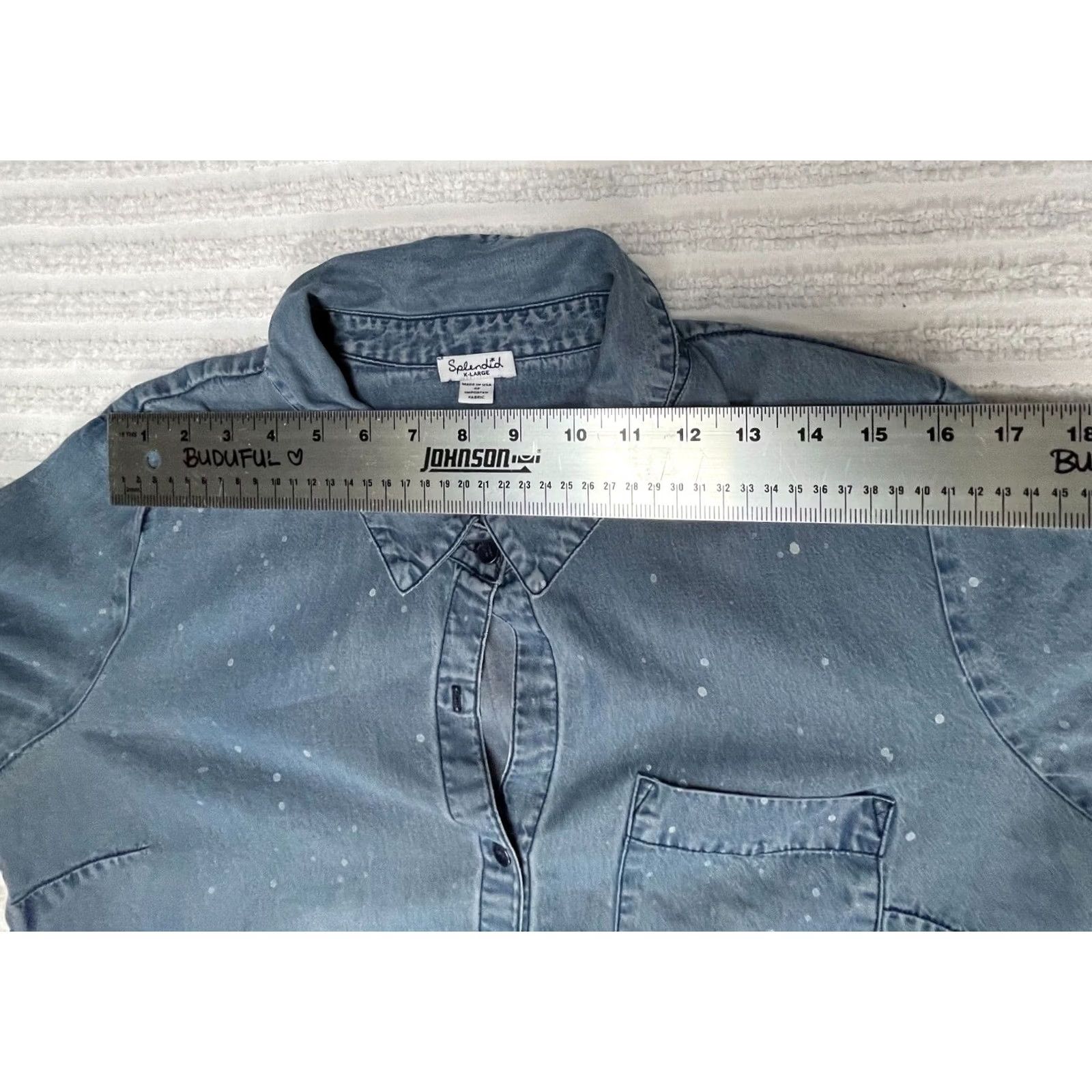 Splendid Splendid Women's Chambray Button Up Splatter Shirt Long Sleeve Top XL Blue Size XL / US 12-14 / IT 48-50 - 6 Thumbnail