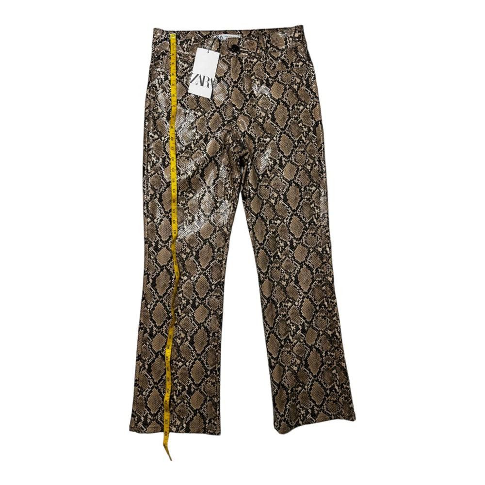 Zara Zara l NWT Tan Snakeskin Pleather Pants High Rise Size 4 Size 27" / US 4 / IT 40 - 4 Thumbnail