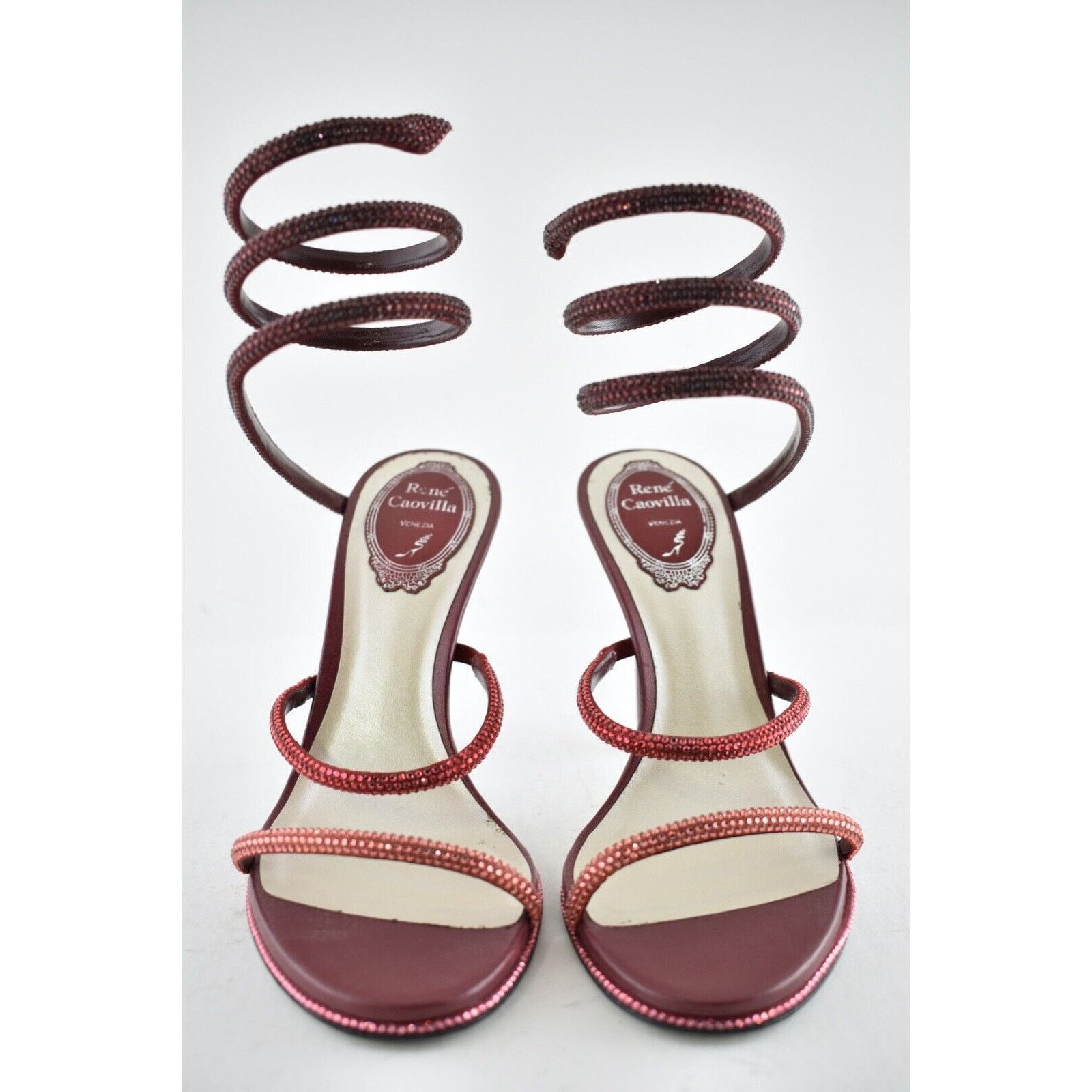 Rene Caovilla Cleo Bordeaux Strappy Ankle Wrap Sandal Heel Pump 36.5 Size US 6.5 / IT 36.5 - 7 Thumbnail